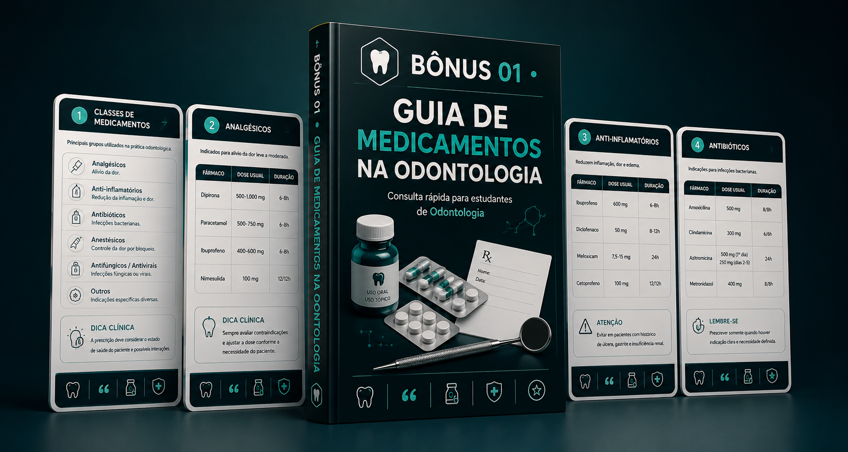 Capa do bônus Guia de Medicamentos na Odontologia